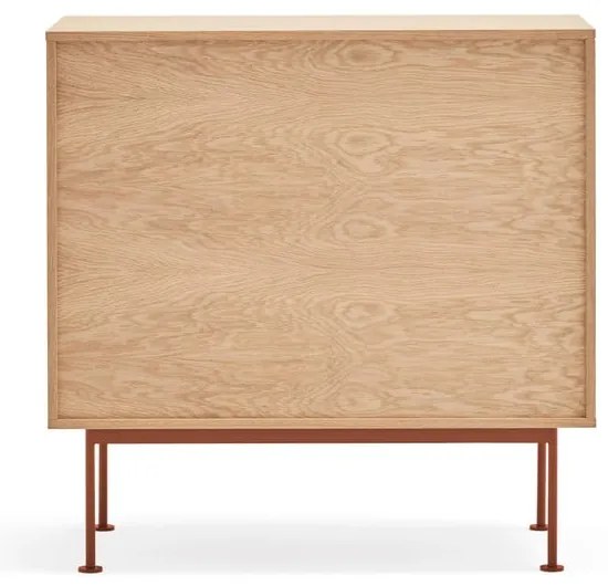 Tehlovočervená komoda v dubovom dekore so zásuvkami Teulat Yoko