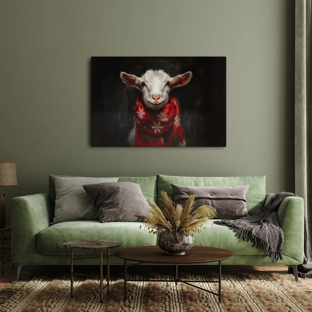 Obraz vianočná koza so šálom