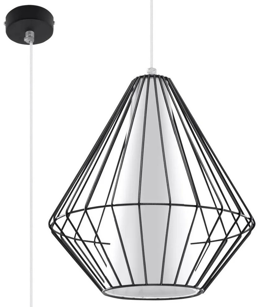 Luster na lanku DEMI 1xE27/60W/230V čierna/biela