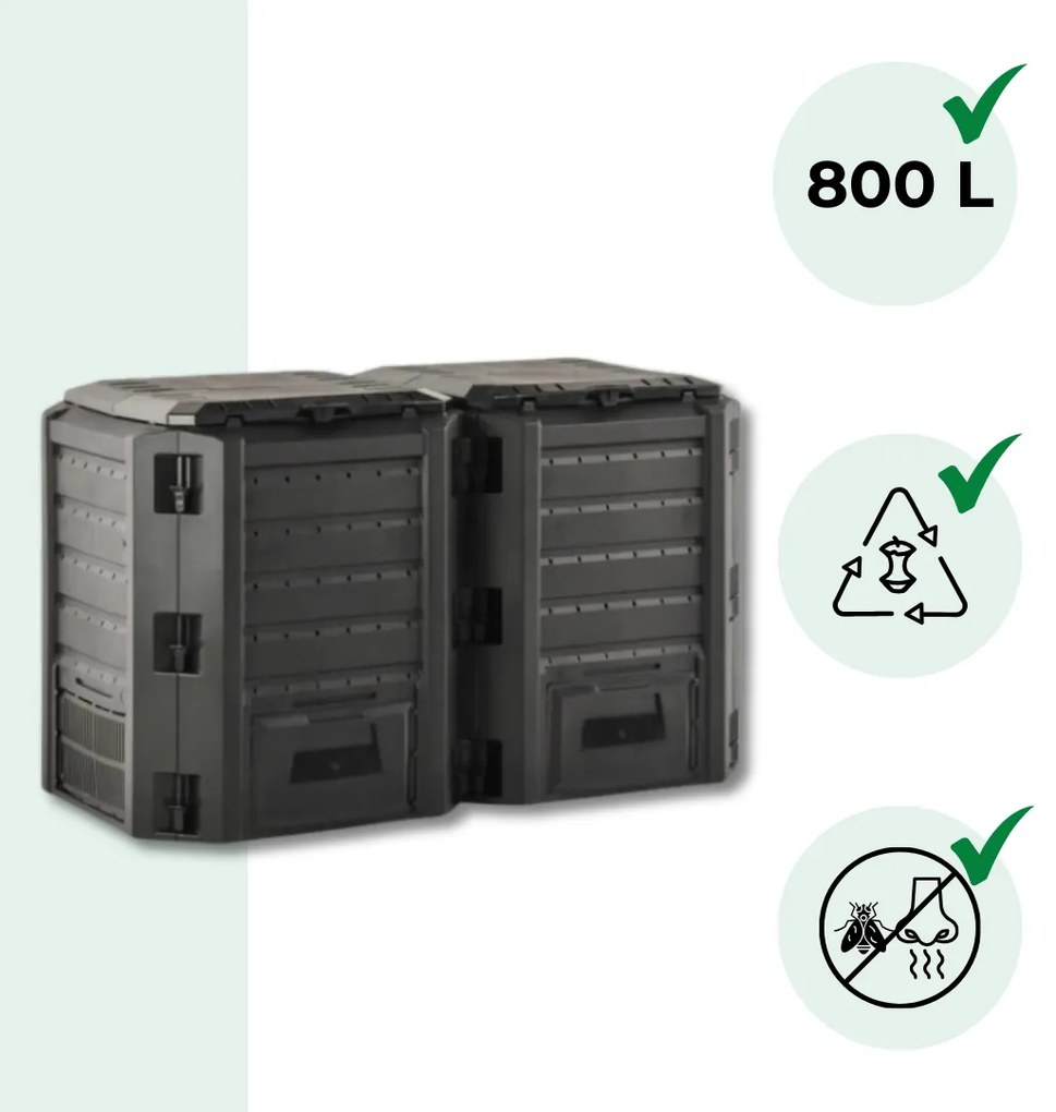 Prosperplast Záhradný kompostér COMPOGREEN, 800l, čierna