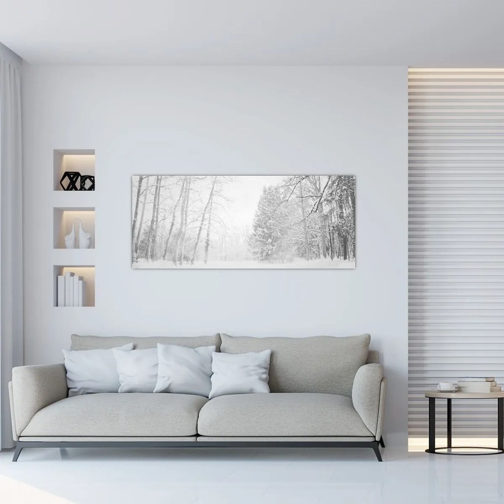 Obraz - Drevené mólo v zime (120x50 cm)