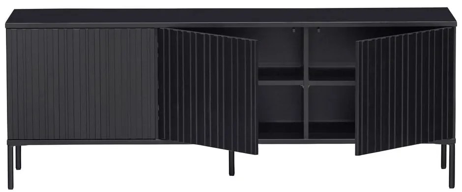 Čierny TV stolík z borovicového dreva 150x56x44 cm Gravure – WOOOD