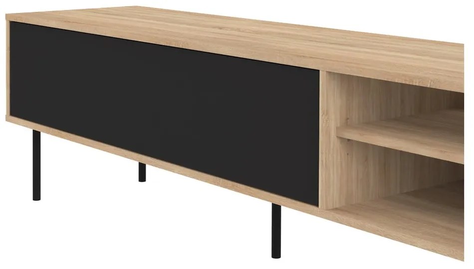 TV stolík v dekore duba v čierno-prírodnej farbe 165x40 cm Ampère – TemaHome