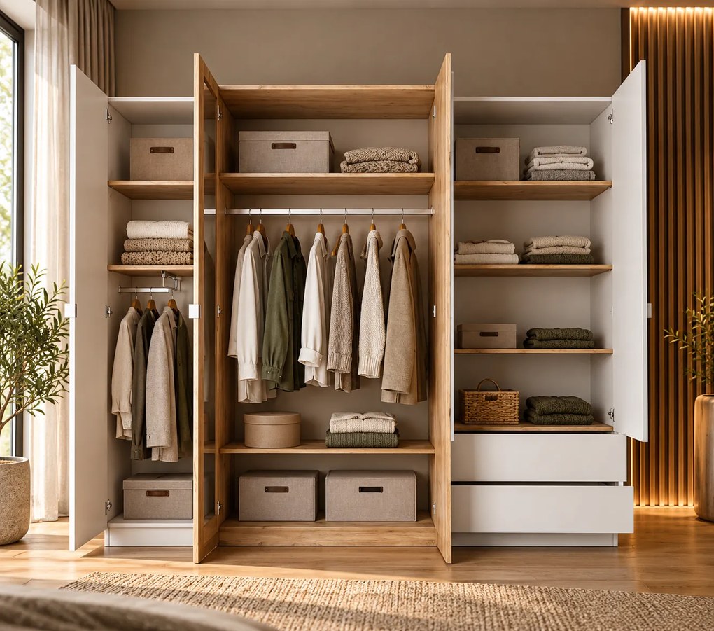 ŠATNÍKOVÁ SKRIŇA NORDVIK DUB CRAFT + BIELA 230 cm
