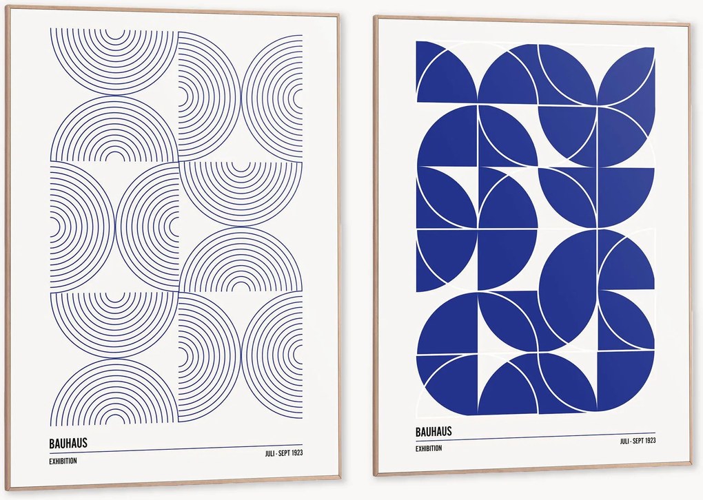 Nástenné dekorácie v rámoch Bauhaus Shapes, 2 ks