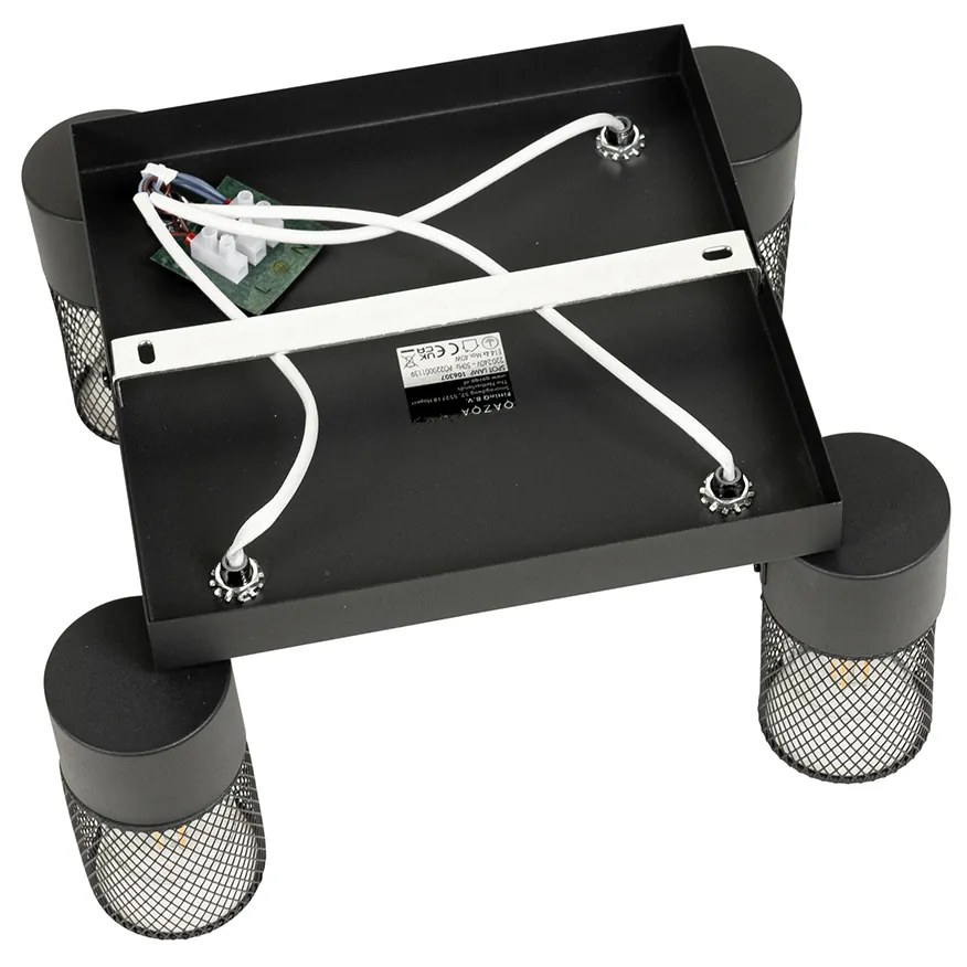 Priemyselné stropné bodové svetlo čierne 4-žiarovkové nastaviteľné - Jim