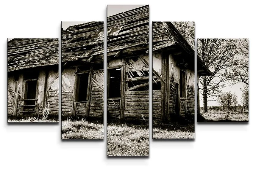 Sablio Obraz - 5-dílný Starý dom - 125x90 cm