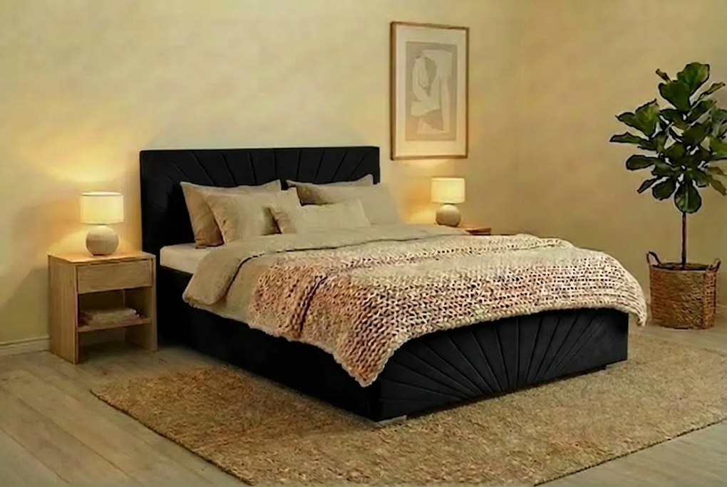 Postel OLEG 140x200 cm Čierna Bez matraca