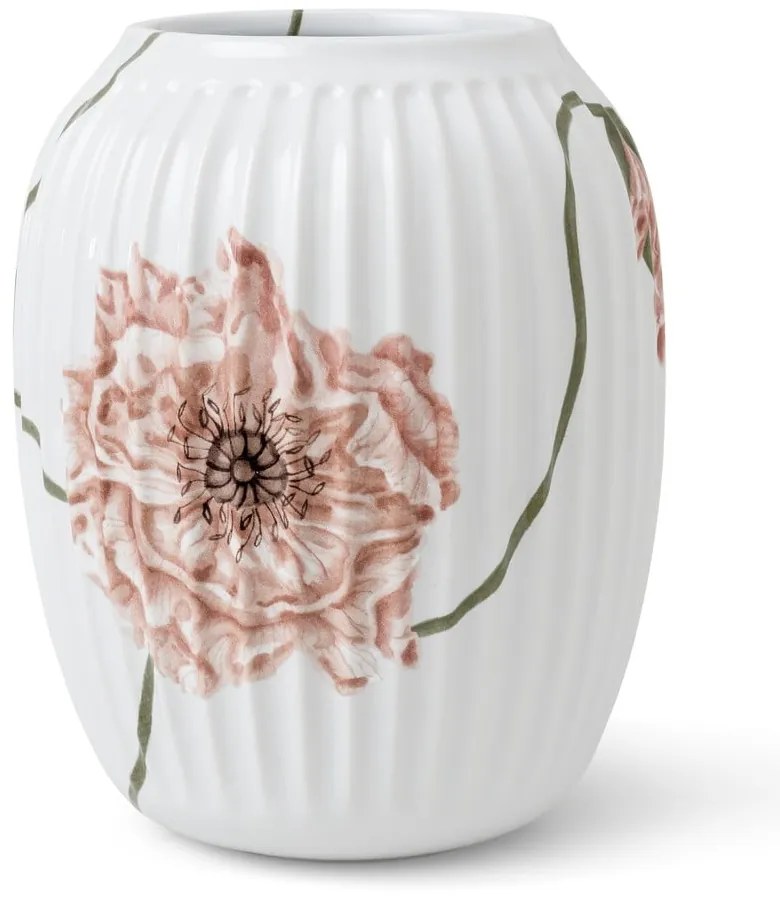 Biela porcelánová váza Kähler Design Poppy, výška 21 cm