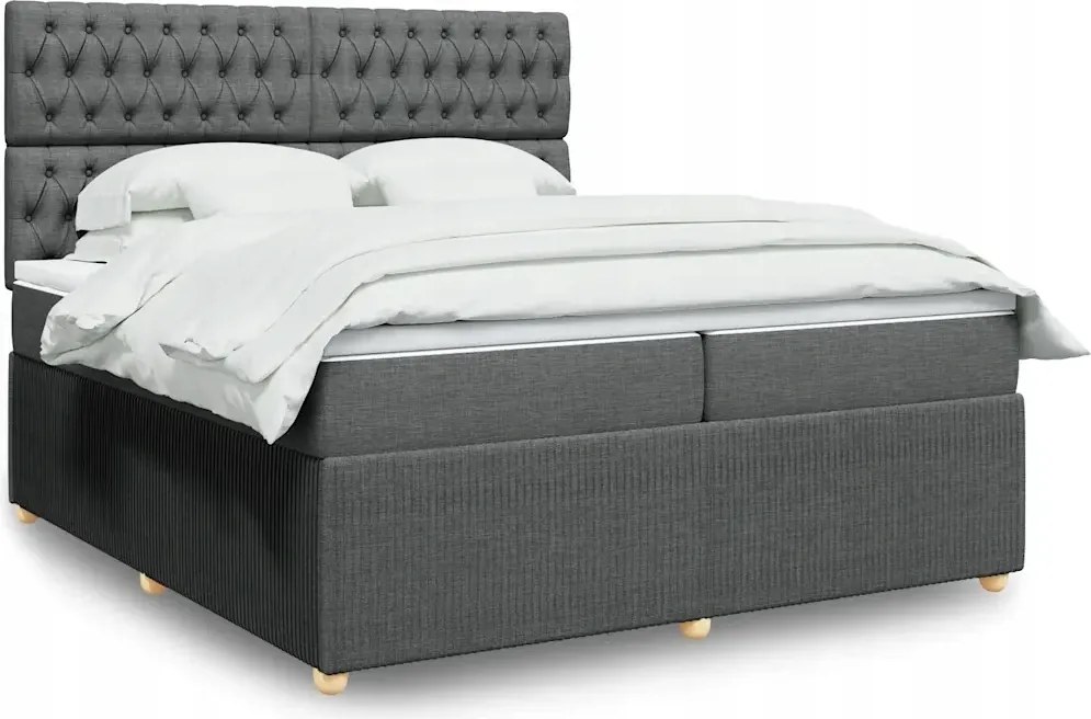 vidaXL Boxspring posteľ s matracom tmavosivá 200x200 cm látka