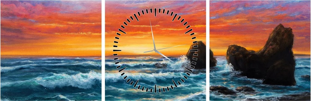 Obraz - Západ slnka (s hodinami) (90x30 cm)