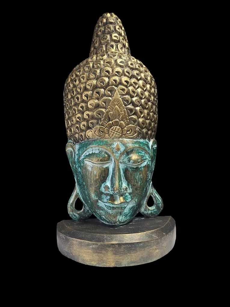 Soška Budha, smaragdová, exotické drevo, 72 cm, ručná práca