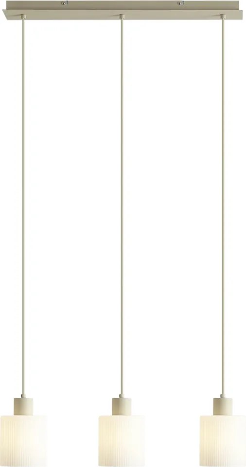 Škandinávske závesné svietidlo béžové s bielym sklom 3-svetlá - Wisp