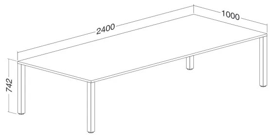 Konferenčný stôl ProOffice 100 x 240 x 74,2 cm