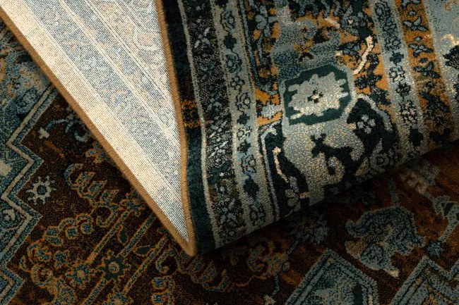 Vlnený koberec POLONIA ALHAMBRA Ornament, koňakový rám