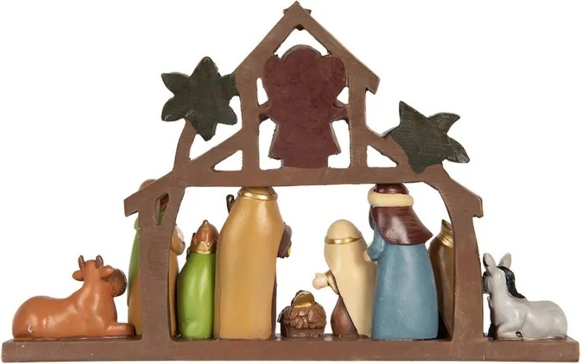 Hnedá vianočná dekorácia Betlehem Nativity Scene - 32*5*20 cm