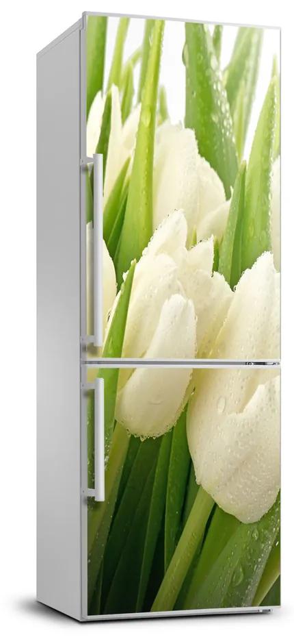 Nálepka fototapeta Biele tulipány FridgeStick-70x190-f-49549577