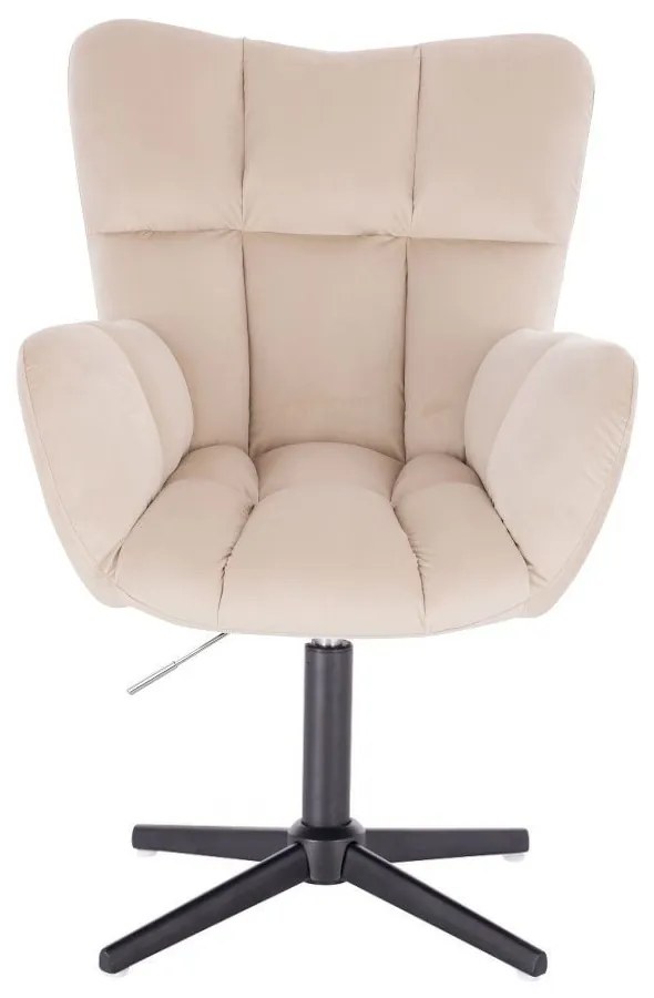 LuxuryForm DESIGN Otočné kreslo AURORA VELUR na čiernom kríži - krémové
