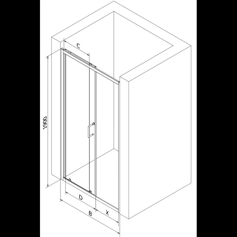 Mexen Apia, posuvné dvere do otvoru 130 x 190 cm, 6mm číre sklo, chrómový profil, 845-130-000-01-00