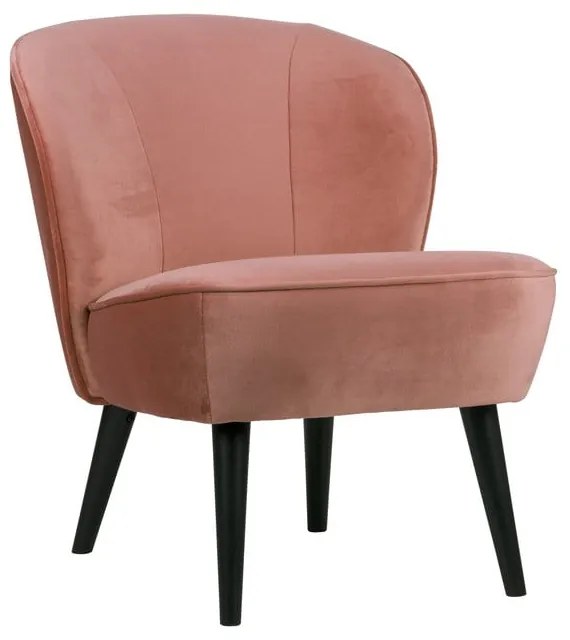 Ružové zamatové kreslo WOOOD Sara