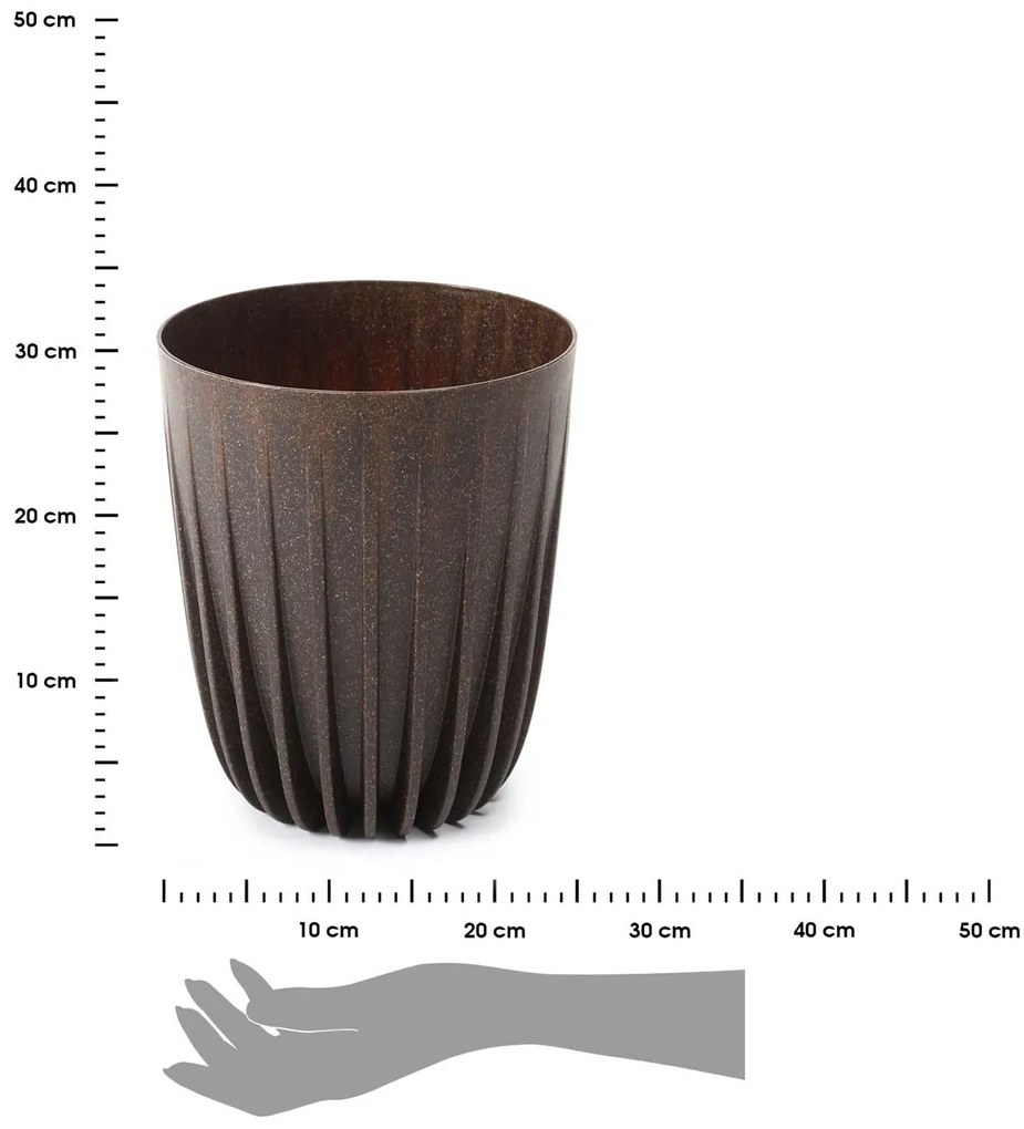 PLASTOVÝ KVETINÁČ STRIPPED ECO 30X25 CM TMAVOHNEDÁ