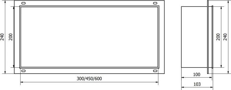 Mexen X-Wall-NR, polica na zapustenie bez príruby 45 x 20 cm, medená matná - 19C1452010