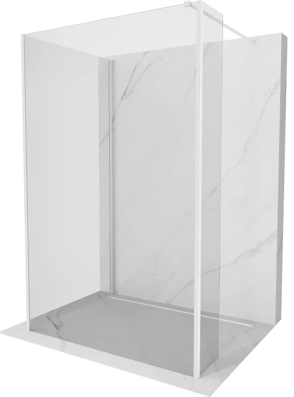 Mexen Kioto, 3-stenová sprchová zástena Walk-In 110 x 100 x 40 cm, 8mm číre sklo, biely profil, 800-110-100-221-20-00-040