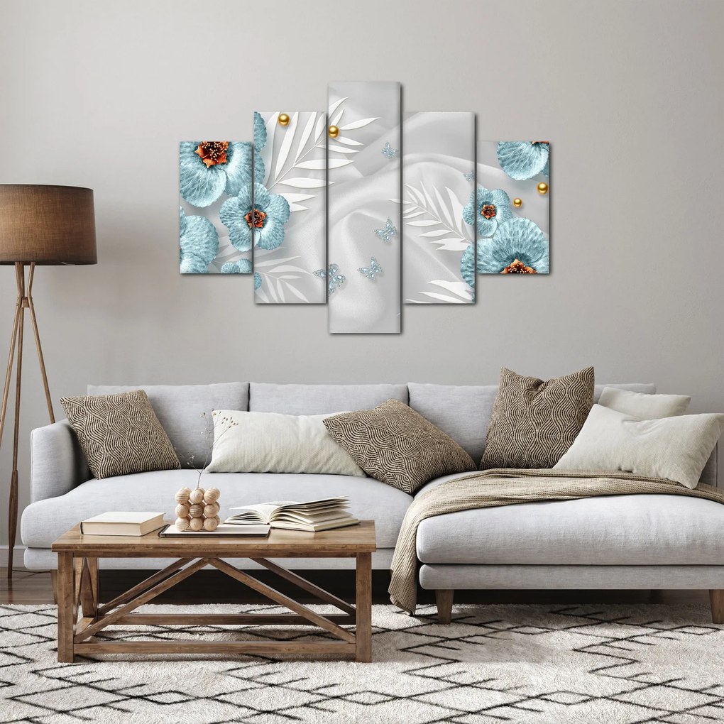 Obraz - 3D modré kvety (150x105 cm)