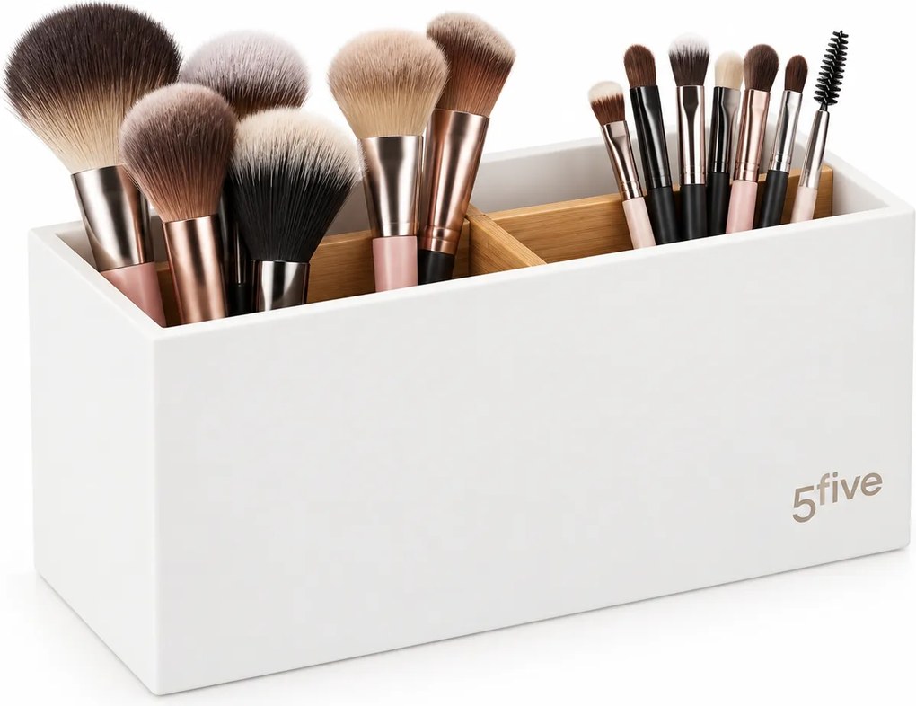 5Five® Biely organizér, stojan so 4 priehradkami na stojace predmety, SELENA WHITE