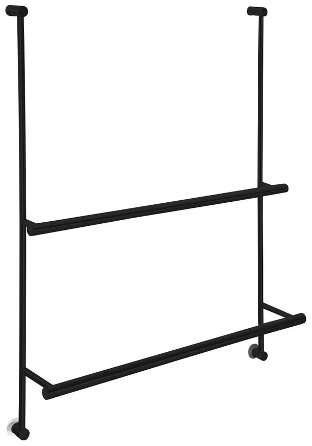 Sapho Sapho, Závesný držiak uterákov na sprchovú zástenu 600x730x125mm, čierna mat, 1301-09B