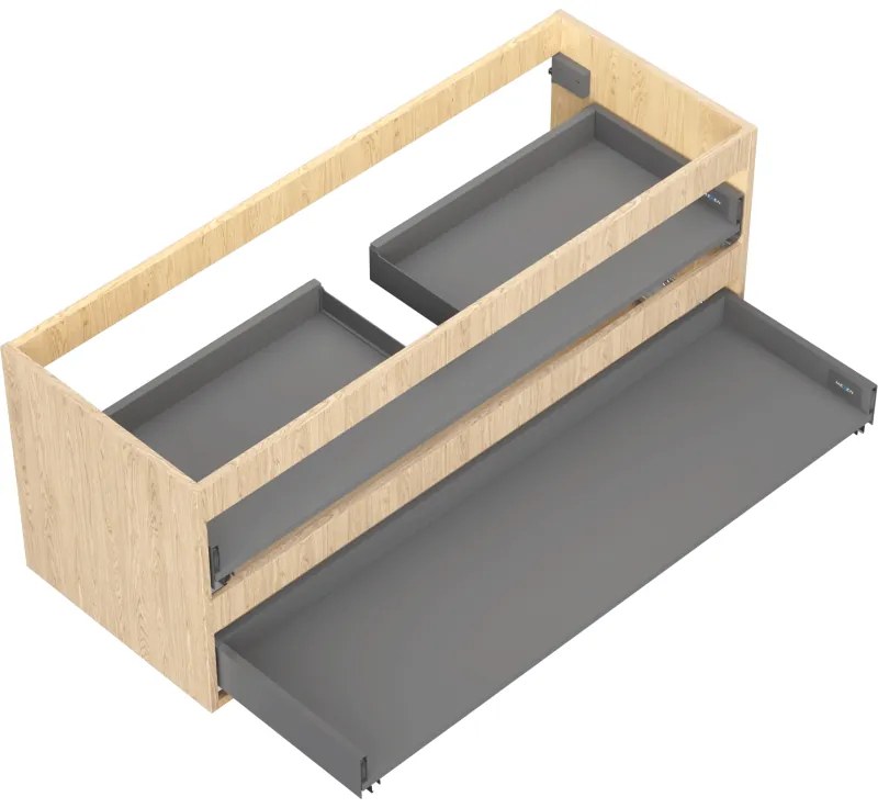 Mexen Box-A, závesná skrinka 120 cm, 2 zásuvky, dub, 91AX0-1200-470-2-81