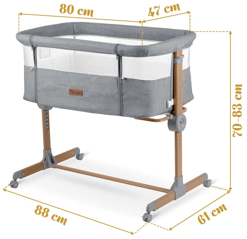 Bočná postieľka pre novorodencov s nastavením výšky Nukido NK-243
