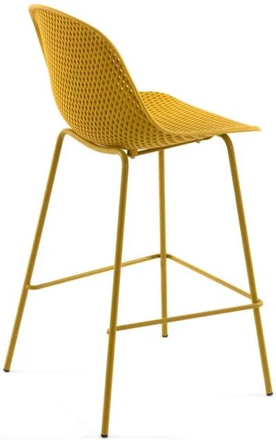 Barová stolička QUIDO žltý plast, kovové nohy