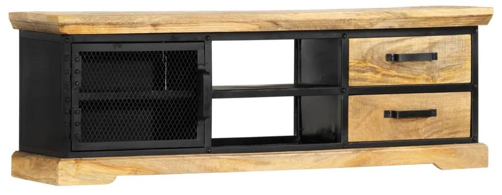 vidaXL TV skrinka čierna 120x30x40 cm masívne mangovníkové drevo