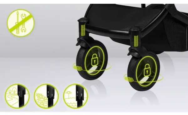 Lionelo - Kombinovaný kočík 3 v 1 MARI TOUR Black Onyx