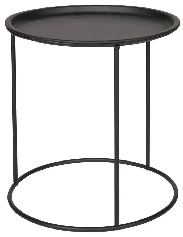 Čierny odkladací stolík WOOOD Ivar, ø 40 cm