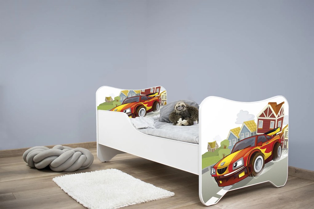 TOP BEDS Detská posteľ Happy Kitty 160x80 Pretekárske autíčko
