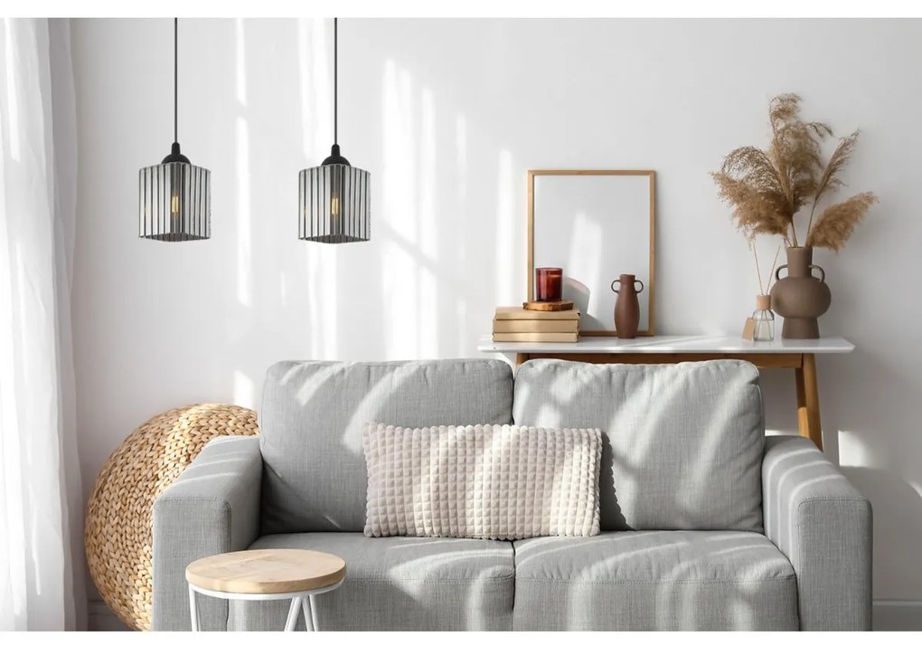 Závesné svietidlo Riffle Square, 2x grafitové sklenené tienidlo, b