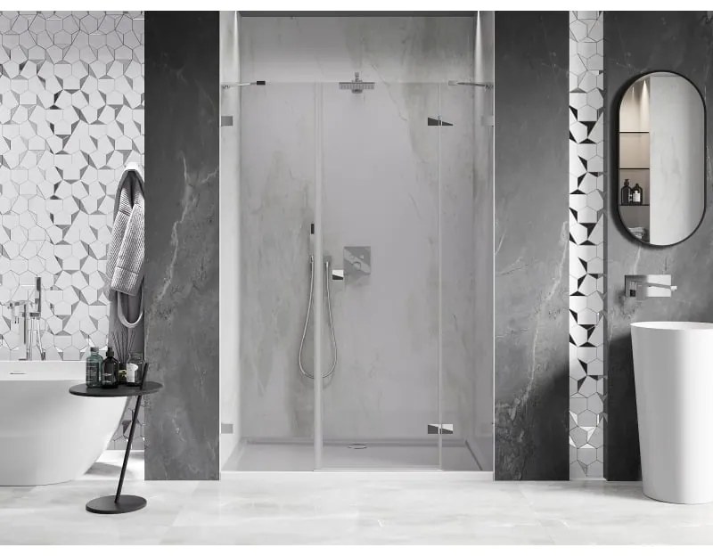 Mexen Lunar, pravé otočné sprchové dvere 130 cm, číre sklo, chrómový profil, 834S-130-050-01-00-P