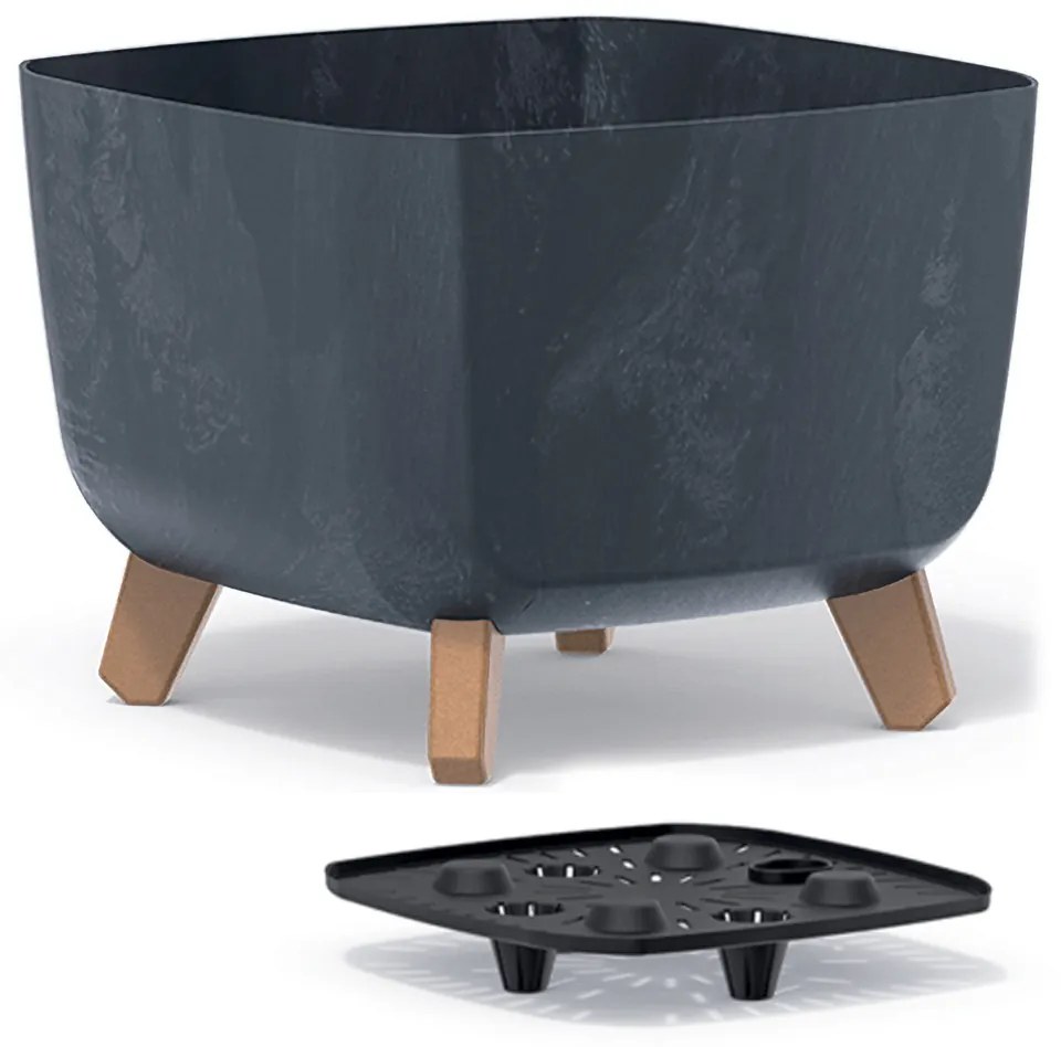 Plastový kvetináč na nožičkách DGQL300E 29 cm - antracit