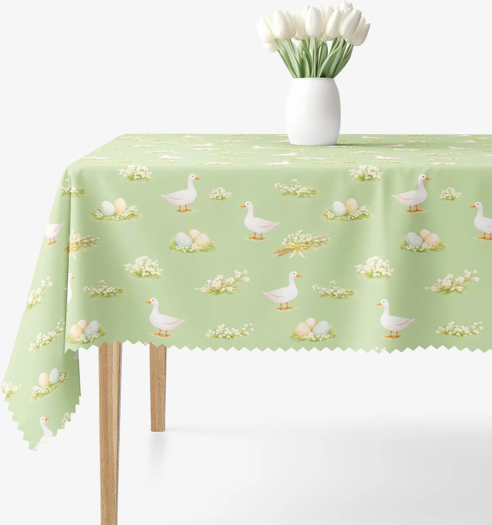 Goldea veľkonočný hranatý teflónový obrus - husy a kraslice 80 x 80 cm