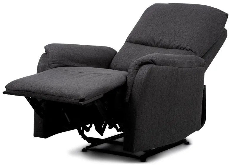 Relaxačné kreslo čalúnené sivou látkou