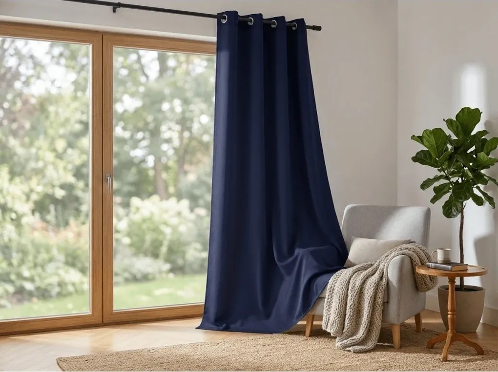 Tmavomodrý záves OXFORD 140x250 cm Zavesenie: Riasiaca páska