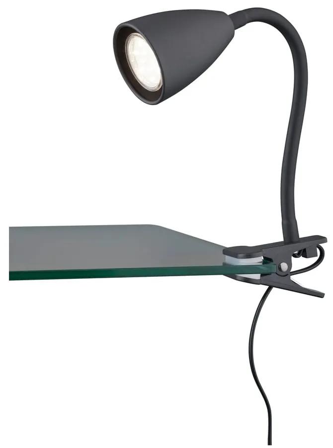 Matne čierna stolová lampa s klipom (výška 20 cm) Wanda – Trio