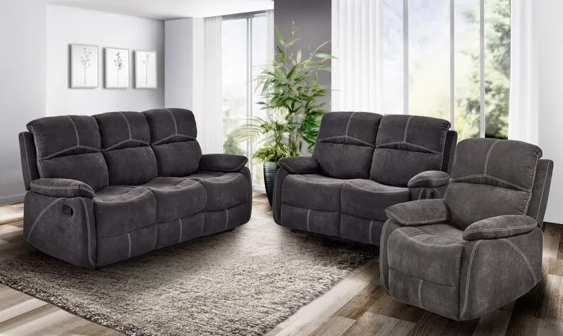 Dvojsedák Fortuna,šedá látka, funkcia polohovanie