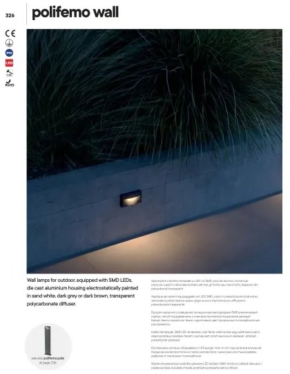 Redo 90425 - LED Vonkajšie nástenné svietidlo POLIFEMO LED/8W/230V IP65 biela