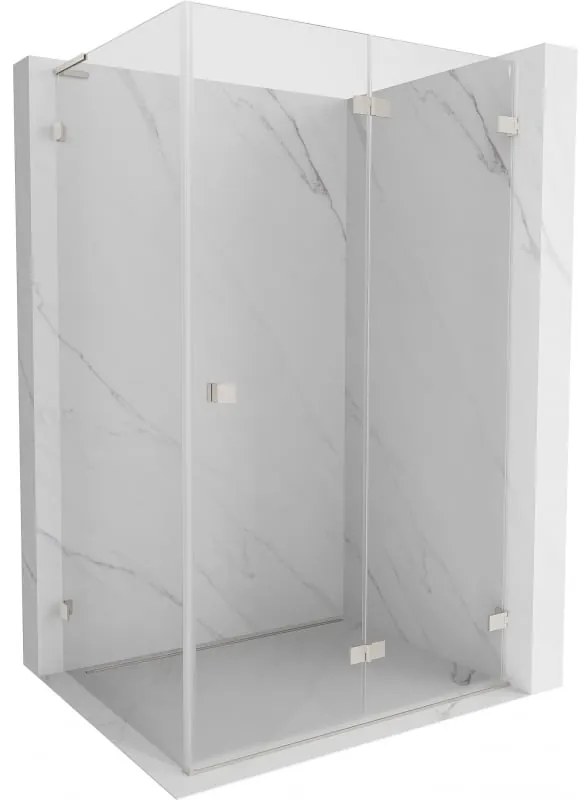 Mexen Lunar-F L, 1-krídlový sprchový kút so skladacími dverami, pravý, 95 x 80 cm, 8mm číre sklo, brúsená oceľ profil, 836L-095-080-97-00-P