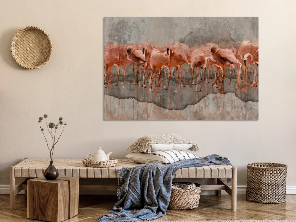 Artgeist Obraz - Flamingo Lake (1 Part) Wide Veľkosť: 90x60, Verzia: Na talianskom plátne