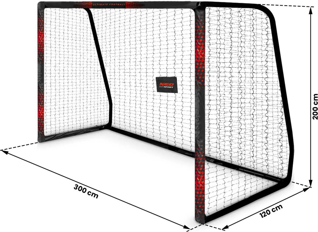 Neo-Sport Futbalová bránka 300 x 200 x 120 cm NS-473 čierno-červená