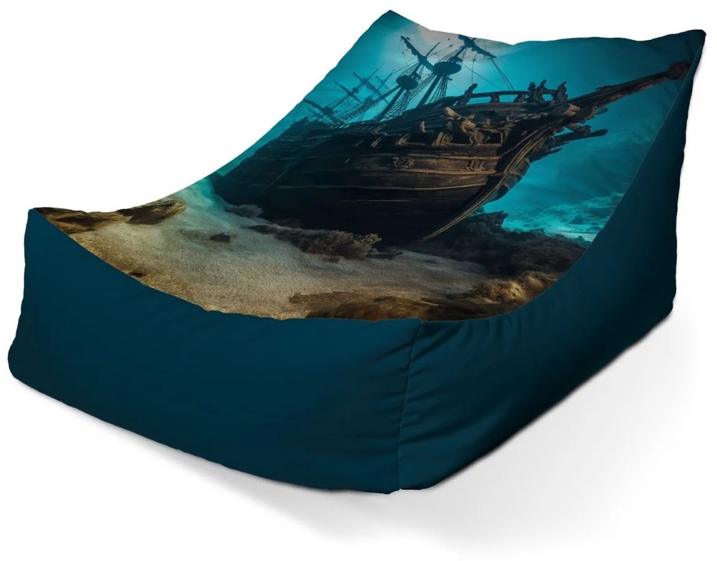 Sablio Sedací vak Lounge Vrak drevenej lode na dne mora - 120 x 100 x 80 cm